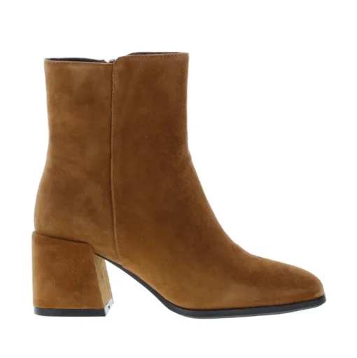 Di Lauro Nalina Dames Blokhak Suède Mid Brown